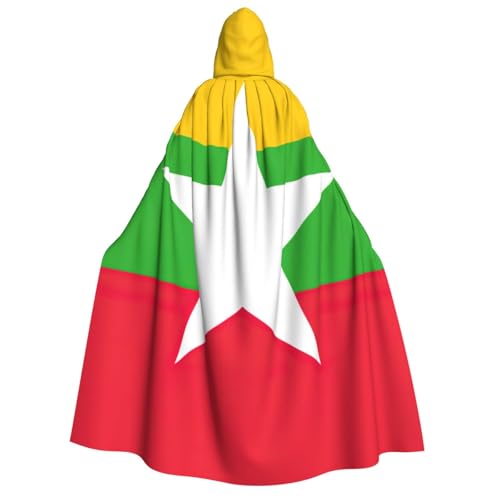 LimPac Umhang mit Kapuze für Erwachsene, Motiv: Flagge von Myanmar, Halloween, Unisex, Cosplay, Vampir-Party, Hexenhaube, Robe von LimPac