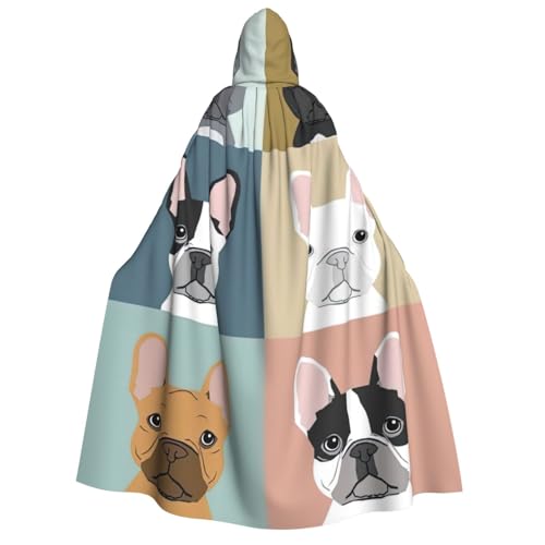 LimPac Umhang mit Kapuze für Erwachsene, französische Bulldogge, Halloween, Unisex, Cosplay, Vampir-Party, Hexenhaube, Robe von LimPac