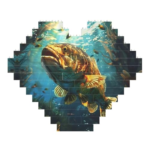 LimPac Underwater World HD-Fisch-Puzzle, herzförmig, Baustein-Block, personalisierbar, Foto-Geschenke zum Valentinstag von LimPac