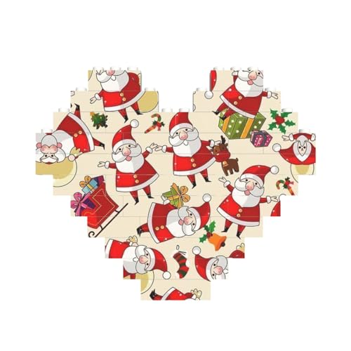 LimPac Weihnachts-Cartoon-Weihnachtsmann-Baustein-Puzzle in Herzform, personalisiertes Geschenk für Männer und Frauen von LimPac