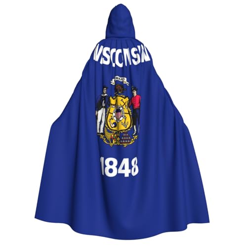 LimPac Wisconsin State Flag Erwachsene Halloween Umhang Kapuzenumhang Hexe Kapuze Robe, Unisex Cosplay Vampirpartys Kostüm von LimPac