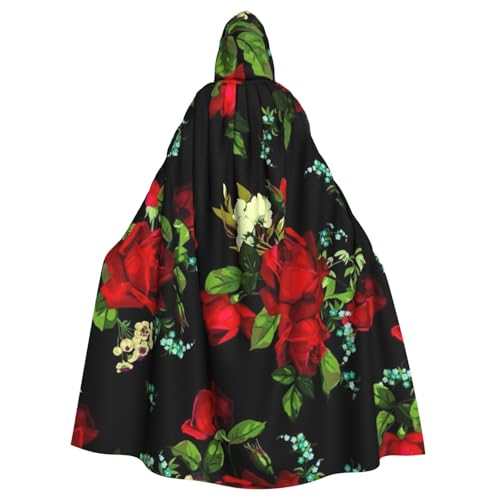 LimPac Wunderschönes Rosen-Geschenk, Unisex, Erwachsene, Kapuzenumhang, Cosplay-Kostüm, Hexenumhang, Robe für Halloween, Weihnachtsfeier von LimPac