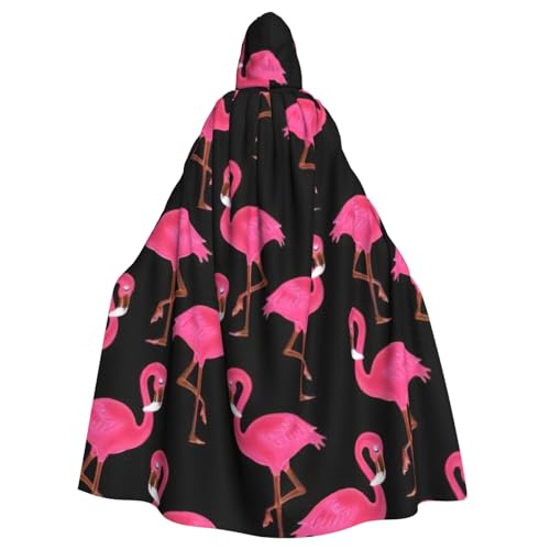 Lovely Pink Flamingos Unisex Erwachsene Kapuzenumhang Cosplay Kostüm Hexenumhang Robe für Halloween Weihnachten Party von LimPac