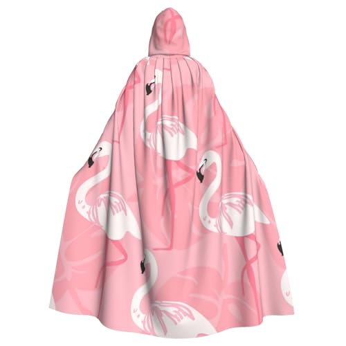 Sommer Flamingo Palmblätter Unisex Erwachsene Kapuzenumhang Cosplay Kostüm Hexenumhang Robe für Halloween Weihnachten Party von LimPac