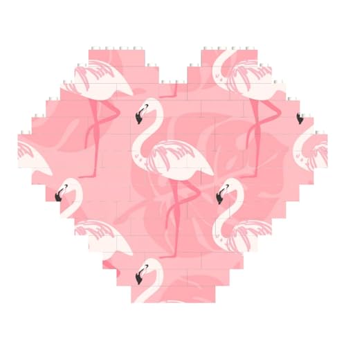 Sommer-Flamingo-Palmenblätter, herzförmiges Baustein-Puzzle, personalisiertes Fotogeschenke zum Valentinstag von LimPac