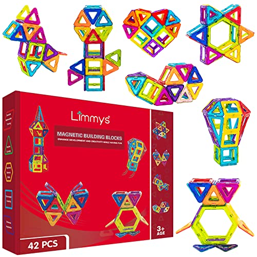 Limmys Magnetische Bausteine, Magnet Spielzeug Kinder für Jungen und Mädchen ab 3 4 5 6 7 8 Jahren, magnetbausteine pädagogisches Spielen, entdecken und Bauen, Magnetic Tiles Spielzeug von Limmys