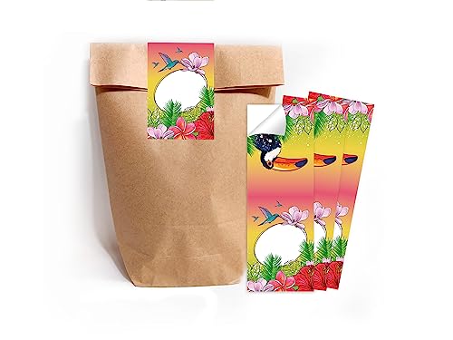 10 Geschenktüten (natur) + 10 selbstklebende Aufkleber/Sticker A7 Verpackung Flamingo Mitgebsel Mitbringsel Gastgeschenk Geburtstag Fest Motto-Party Kindergarten Mädchen Jungen Teens Schule von Limonia