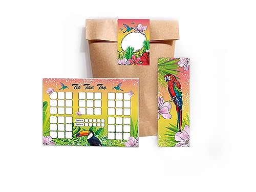 10 Tic Tac Toe je 25 Blätter + 10 Lesezeichen + 10 Tüten + 10 Aufkleber Flamingo Set Mitgebsel Mitbringsel Gastgeschenk zum Kindergeburtstag Motto-Party für Teens Mädchen Jungen Kindergarten Schule von Limonia