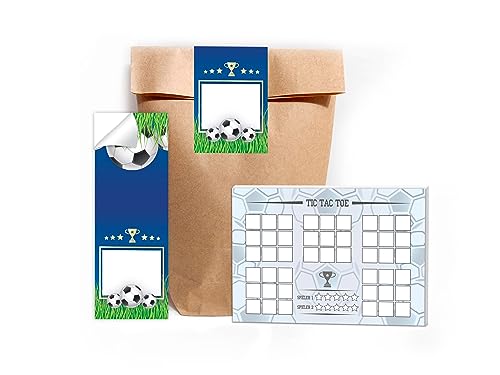 8 Tic Tac Toe je 25 Blätter DIN A6 + 8 Tüten + 8 Aufkleber Fußball blau Set Mitgebsel Mitbringsel Gastgeschenk zum Kindergeburtstag Motto-Party Feier für Teens Mädchen Jungen Kindergarten Schule von Limonia