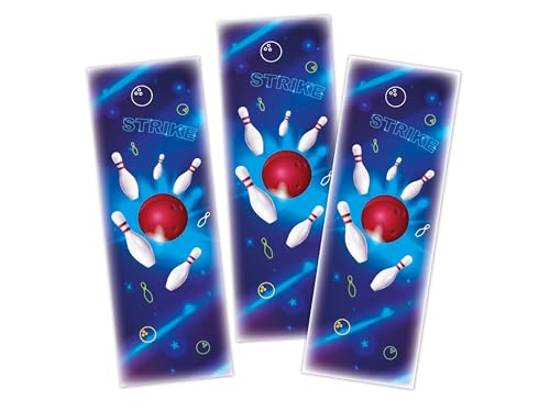 Limonia 12 Lesezeichen Set Papier Mitbringsel Gastgeschenk Mitgebsel Giveaways zum Kindergeburtstag Motto-Party Fest Feier Event Jungen Jungs Boys Mädchen Schule Kindergarten Bowling neon von Limonia