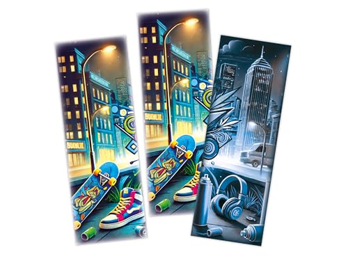 Limonia 6 Lesezeichen Set Papier Mitbringsel Gastgeschenk Mitgebsel Giveaways zum Kindergeburtstag Motto-Party Fest Feier Event Unisex Teenies Mädels Jungs Graffiti Street Art von Limonia