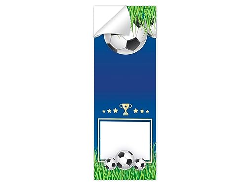 Limonia 8 Aufkleber Sticker Set selbstklebend für Deko Verpackung Fußball blau Mitgebsel Mitbringsel Gastgeschenk zum Kindergeburtstag Fest Motto-Party für Teens Mädchen Jungen Schule Kindergarten von Limonia