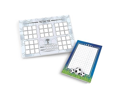 Limonia Set 1 Tic Tac Toe + 2 Mini-Notizblöcke Papierspiel Fußball Mitgebsel Mitbringsel Gastgeschenk zum Kindergeburtstag Fest Motto-Party Reise für Teens Mädchen Kindergarten Schule Schultüte blau von Limonia