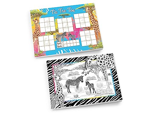 Set 1 Tic Tac Toe + 1 Mandala je 25 Blätter Papierspiel Safari Giraffe Zebra Set Mitgebsel Mitbringsel Gastgeschenk zum Kindergeburtstag Fest Motto-Party Reise für Teens Mädchen Kindergarten Schule von Limonia