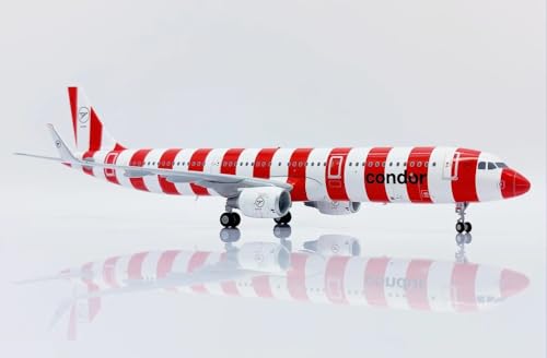 Limox JC Wings Airbus A321-200 Condor 'Red' D-ATCG 1:200 Metall-Modellflugzeug mit Fahrwerk, 22 cm x 17 cm, für Erwachsene und Hobbyisten, Unisex von Limox