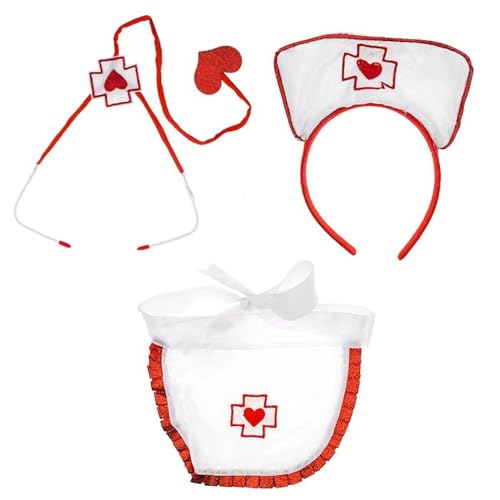 Halloween-Krankenschwester-Cosplay-Set, Krankenschwester-Schürze, Stirnband und Stethoskop-Kits, Krankenschwester-Cosplay-Kostüm für Damen, Halloween, Verkleidung, Krankenschwester, Cosplay, von Limtula