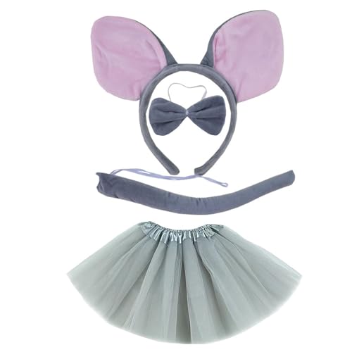 Limtula 3/4/5 Kinder-Kostüm-Set mit Ohren, Stirnbändern, Schwanz, Fliege, Tutus, Handschuh für Halloween, Cosplays, Kostümpartys von Limtula