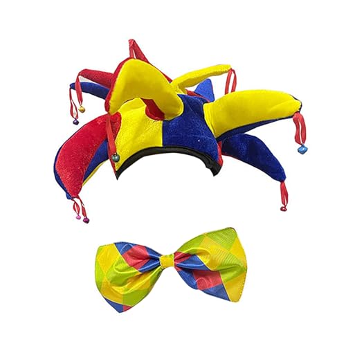 Limtula Clownshut mit Fliege, Zirkus, Halloween, Clown-Kostüm, Zubehör für Damen, Herren, Halloween, Karneval, Weihnachten, Cosplay von Limtula