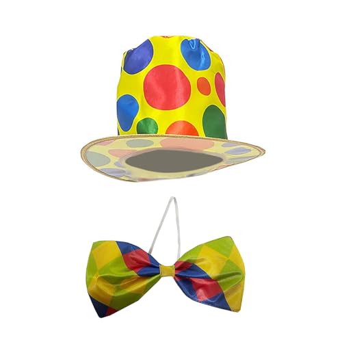 Limtula Clownshut mit Fliege, Zirkus, Halloween, Clown-Kostüm, Zubehör für Damen, Herren, Halloween, Karneval, Weihnachten, Cosplay von Limtula