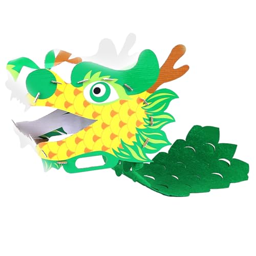 Limtula DIY Papier Drachenkopf Maske. Papier Drachenkopf Masken Kits. Chinesisches Neujahrszubehör Für Kinder Frühlingsfest Weihnachten Drachentanz Kopf von Limtula