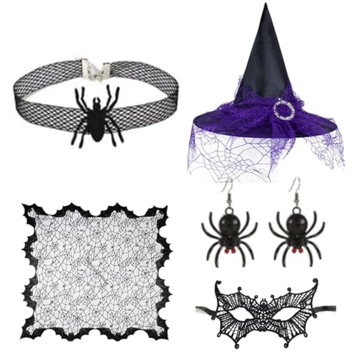 Limtula Damen-Halskette mit Hexenhut, Auge, Halskette, Ohrringe, Erwachsene, Halloween, Hexenkostüm für Damen, Maskerade, Cosplay-Kostüm Limtula Damen-Halskette mit Hexenhut, Auge, Halskette, Ohrringe, Erwachsene, Halloween, Hexenkostüm für Damen, Maskerade, Cosplay-Kostüm von Limtula