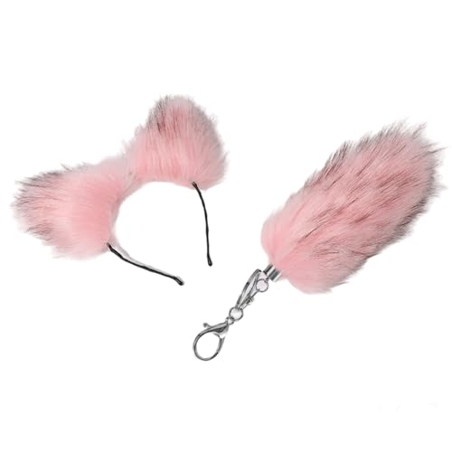 Limtula Fuchs-Ohren Stirnband Plüsch Füchse Schwanz Set Fuchs Schwanz Schlüsselanhänger Tier Stirnband Katzen Ohren Haarband Füchse Ohr Kopfbedeckung von Limtula