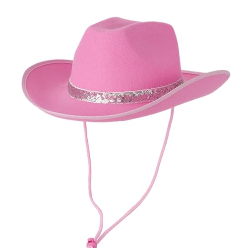 Limtula Glitzernder Cowgirl-Hut für Damen, Cosplay, Kostüm, Panamahut, Junggesellinnenabschied, Kopfbedeckung, Hochzeitsfeier-Zubehör von Limtula