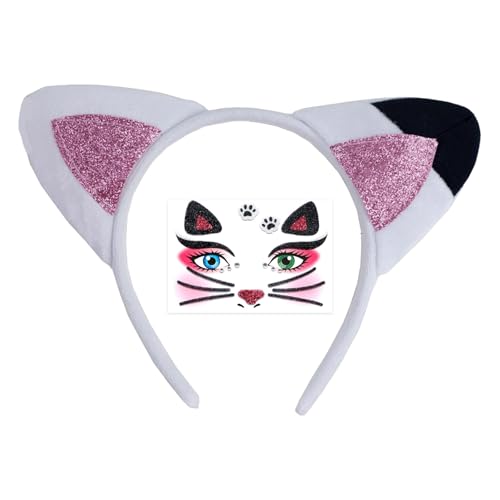 Limtula Haarreif mit Katzen, Füchsen, Ohren, Glitzer, Haarschmuck, Halloween, Fasching, Cosplay, Kostüm, Damen, 2 Stück von Limtula