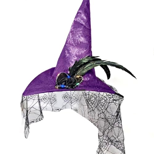 Limtula Halloween Hexenhut Schleier Hexenhut Gefaltete Quaste Hexenhut Party Dekoration Männer Halloween Zauberer Kostüm Hüte von Limtula