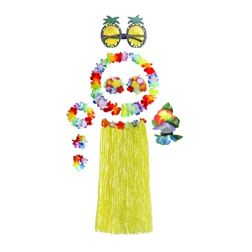 Limtula Hawaiianische Grasröcke für Luaus, Party-Set, Hulas, Röcke, Stirnbänder und Armbänder für Partyzubehör, Hawaii-Hulas-Grasrock mit Blumenkostüm Limtula Hawaiianische Grasröcke für Luaus, Party-Set, Hulas, Röcke, Stirnbänder und Armbänder für Partyzubehör, Hawaii-Hulas-Grasrock mit Blumenkostüm von Limtula