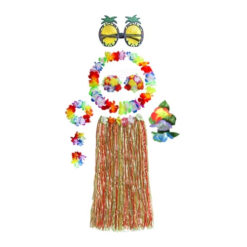 Limtula Hawaiianische Grasröcke für Luaus, Party-Set, Hulas, Röcke, Stirnbänder und Armbänder für Partyzubehör, Hawaii-Hulas-Grasrock mit Blumenkostüm Limtula Hawaiianische Grasröcke für Luaus, Party-Set, Hulas, Röcke, Stirnbänder und Armbänder für Partyzubehör, Hawaii-Hulas-Grasrock mit Blumenkostüm von Limtula