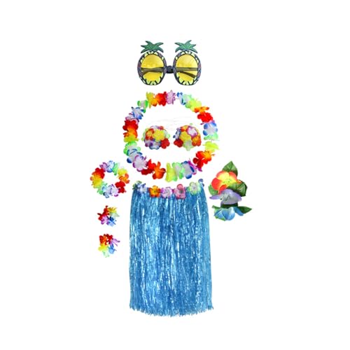 Limtula Hawaiianische Grasröcke für Luaus, Party-Set, Hulas, Röcke, Stirnbänder und Armbänder für Partyzubehör, Hawaii-Hulas-Grasrock mit Blumenkostüm Limtula Hawaiianische Grasröcke für Luaus, Party-Set, Hulas, Röcke, Stirnbänder und Armbänder für Partyzubehör, Hawaii-Hulas-Grasrock mit Blumenkostüm von Limtula