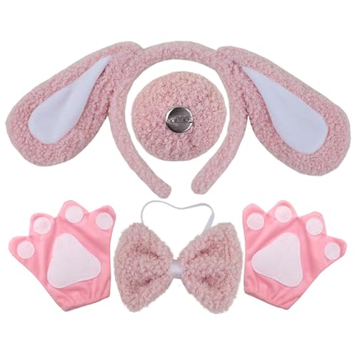 Limtula Hundekostüm-Set, Ohrenschwanz, Schleifen, Nase, Handschuh, Tier-Kostüm, Zubehör, Kinder, Mädchen, Halloween, Cosplays, Requisiten von Limtula