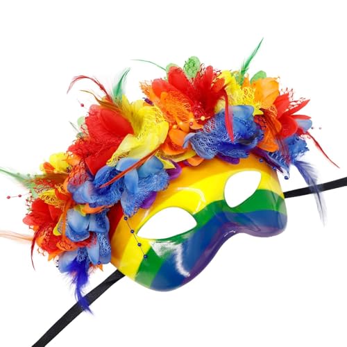 Limtula Karneval Maske Regenbogen Maskerade Maske Halbe Gesichtsmaske Halloween Party Maske Karneval Maske Abend Proms Maske von Limtula