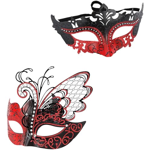 Limtula Maskenmasken-Set für Damen und Herren, Halloween, Schmetterling-Augenmaske, halbes Gesicht, Maskerade, Augenmaske, 2 Stück von Limtula