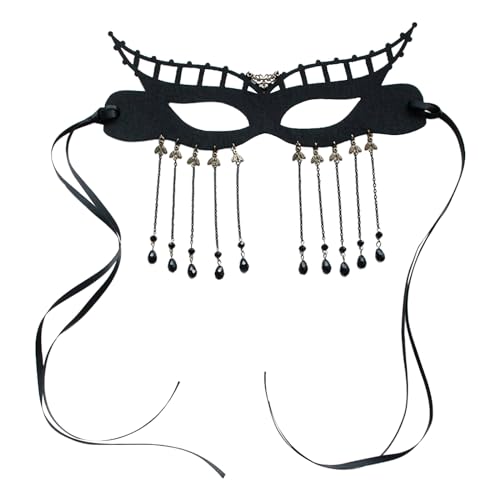 Limtula Maskerade mit Kette für Damen, Halloween, Cosplay, Augenmaske, halbe Maskerade Kostüm von Limtula