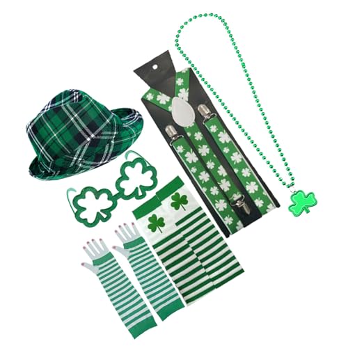 Limtula Patricks Day Outfits Zubehör Irish Festival Kleidung Mit Hut Halskette Tasche Bowtie Exile Für Brillen Festival Zubehör Grün Limtula Patricks Day Outfits Zubehör Irish Festival Kleidung Mit Hut Halskette Tasche Bowtie Exile Für Brillen Festival Zubehör Grün von Limtula