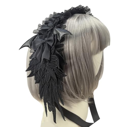 Limtula Spitzen-Haarband mit Schleife und Engelsflügel, Gothic-Punk-Kopfbedeckung, Accessoire für Frauen und Mädchen, Cosplay-Dekoration, dunkles Haarband Limtula Spitzen-Haarband mit Schleife und Engelsflügel, Gothic-Punk-Kopfbedeckung, Accessoire für Frauen und Mädchen, Cosplay-Dekoration, dunkles Haarband von Limtula