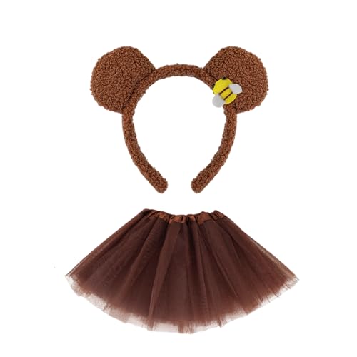 Limtula Tierbär-Kostüme für Kinder, Bärenohren, Stirnband, Schwanz, Tutus, Rock, Tier-Kostüm, Set, Halloween, Cosplay, Party-Zubehör von Limtula