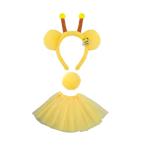 Limtula Tierbär-Kostüme für Kinder, Bärenohren, Stirnband, Schwanz, Tutus, Rock, Tier-Kostüm, Set, Halloween, Cosplay, Party-Zubehör von Limtula