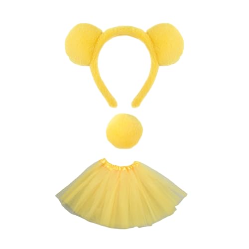 Limtula Tierbär-Kostüme für Kinder, Bärenohren, Stirnband, Schwanz, Tutus, Rock, Tier-Kostüm, Set, Halloween, Cosplay, Party-Zubehör von Limtula