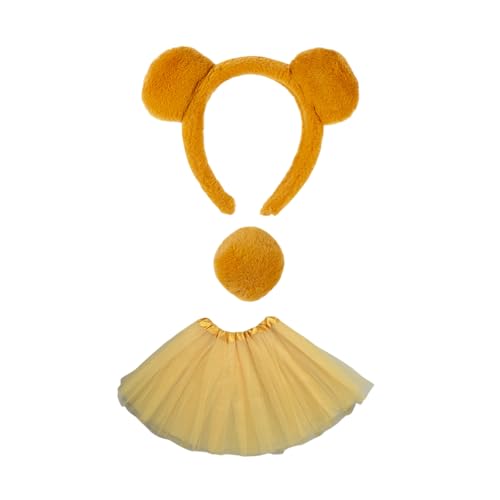 Limtula Tierbär-Kostüme für Kinder, Bärenohren, Stirnband, Schwanz, Tutus, Rock, Tier-Kostüm, Set, Halloween, Cosplay, Party-Zubehör von Limtula