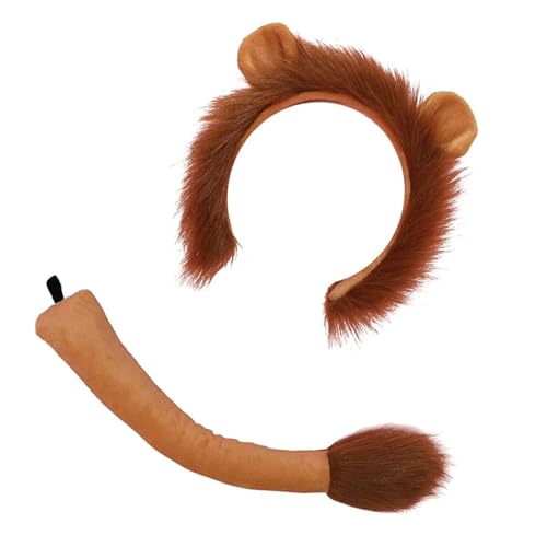 Löwen-Kostüm-Set, Löwenohren, Schwanz, Plüschtiere, Zubehör für Kinder, Halloween, Cosplay, Zubehör, Tier, Cosplay Löwen-Kostüm-Set, Löwenohren, Schwanz, Plüschtiere, Zubehör für Kinder, Halloween, Cosplay, Zubehör, Tier, Cosplay von Limtula