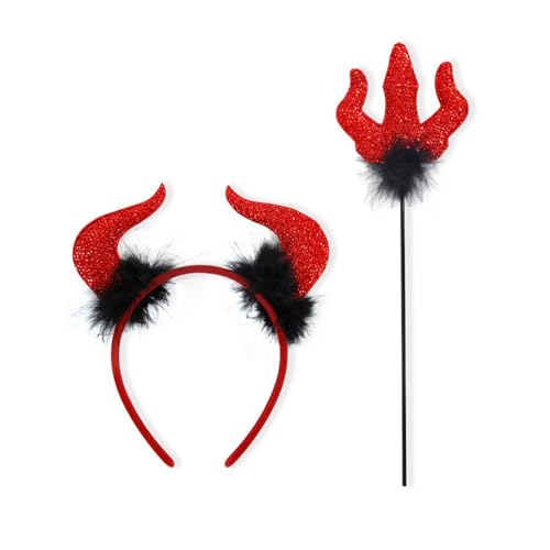 Teufels-Stirnband und Teufelsstab Halloween Teufel Cosplay Zubehör für Jungen Mädchen Erwachsene Cosplay Cosplay Karneval von Limtula