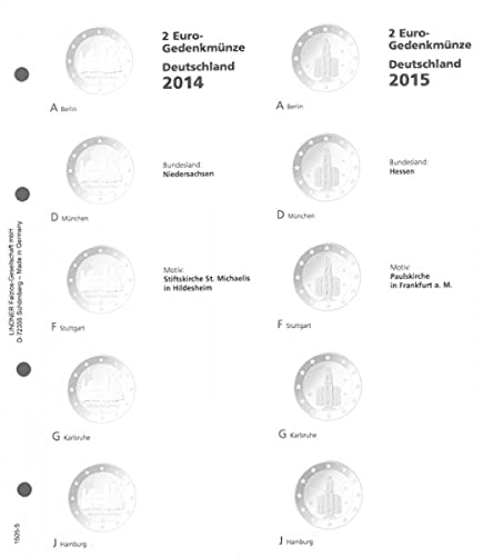 Lindner 1505-5 Vordruckblatt 2-Euro-Gedenkmünze DEUTSCHE BUNDESLÄNDER: 2014/2015, Niedersachsen/Hessen von Lindner