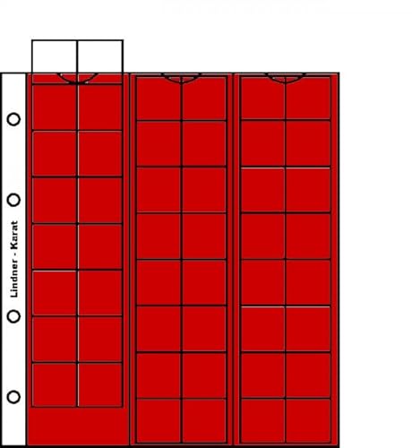 Lindner Karat-MÜNZBLÄTTER inkl. rote oder weiße Zwischenblätter per 1 oder 5 STK. zur Auswahl (Rot, 48 x 22 mm - per 5 STK. K6R) von Lindner