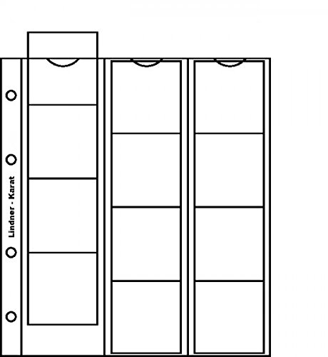 Lindner Karat-MÜNZBLÄTTER inkl. rote oder weiße Zwischenblätter per 1 oder 5 STK. zur Auswahl (Weiß, 12 x 48 mm - per 5 STK. K2W) von Lindner