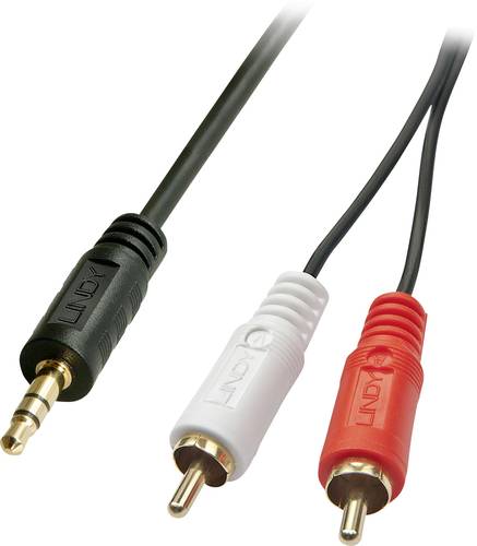 LINDY 35680 Cinch / Klinke Audio Anschlusskabel [2x Cinch-Stecker - 1x Klinkenstecker 3.5 mm] 1.00m von Lindy