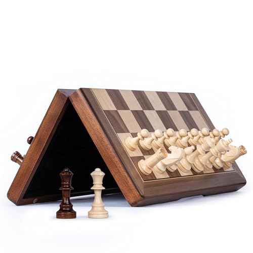 Lingle 38 cm Reisen hölzerne klappbare Schachspiel Set mit 7,6 cm König Höhe Schachfiguren - Walnuss & Ahorn Inlay, 2 extra Königin/Brettspiele Lingle 38 cm Reisen hölzerne klappbare Schachspiel Set mit 7,6 cm König Höhe Schachfiguren - Walnuss & Ahorn Inlay, 2 extra Königin/Brettspiele von Lingle