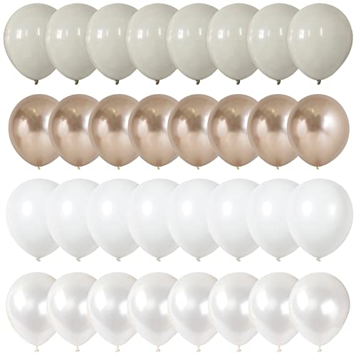 Luftballons Beige Gold, 60 St Champagner Gold Creme Perl Weiß Beige Boho Helium Ballons, Aprikose Weiß Beige Gold Latexballons für Mädchen Frau Hochzeit Geburtstag Babyparty JGA Boho Party Deko von Lingqiang